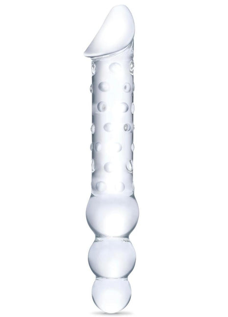 Glas Double Ended Glas Dildo with Anal Beads - Clear - 12in