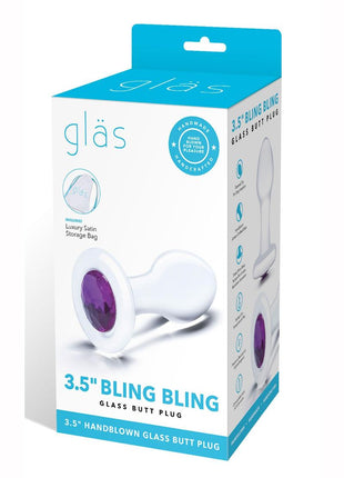 Glas Jewel Anal Plug - Clear/Purple