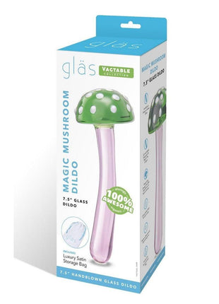 Glas Magic Mushroom Glass Dildo - Green/Pink - 7.5in