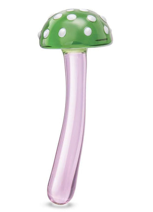 Glas Magic Mushroom Glass Dildo - Green/Pink - 7.5in