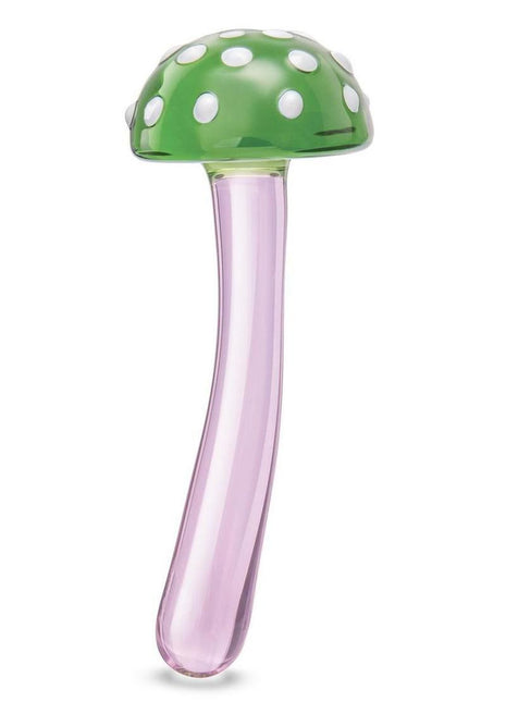 Glas Magic Mushroom Glass Dildo - Green/Pink - 7.5in