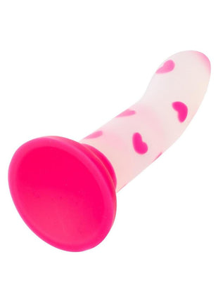 Glow Stick Heart Silicone Glow In The Dark Dildo with Suction Base