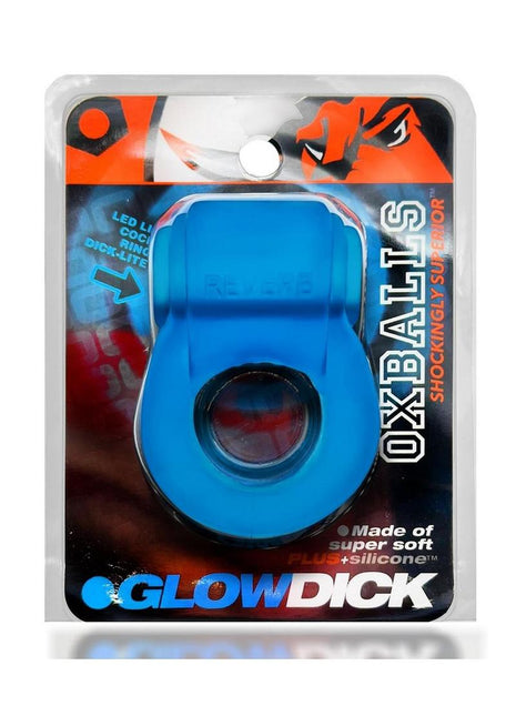 Glowdick Silicone Cockring with Led - Blue Ice - Blue