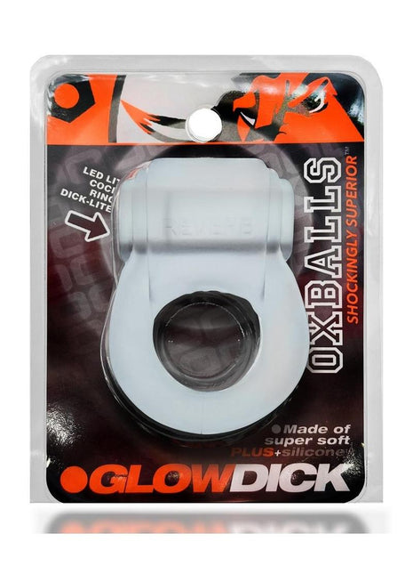 Glowdick Silicone Cockring with Led - Clear/Clear Ice
