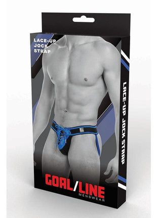 Goal Line Lace-Up Jockstrap - Blue - Large/XLarge