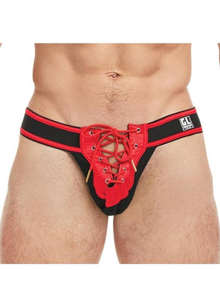 Goal Line Lace-Up Jockstrap - Red - Large/XLarge