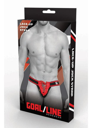 Goal Line Lace-Up Jockstrap - Red - Large/XLarge