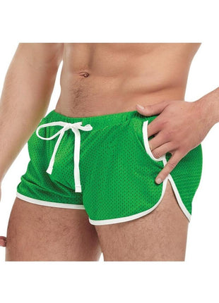 Goal Line Side Split Mesh Booty Shorts - Blue/Green - Large/XLarge