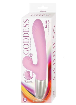 Goddess Tapping Thruster Rechargeable Silicone Vibrator with Clitoral Stimulator - Pink