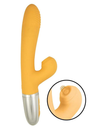 Goddess Tapping Thruster Rechargeable Silicone Vibrator with Clitoral Stimulator