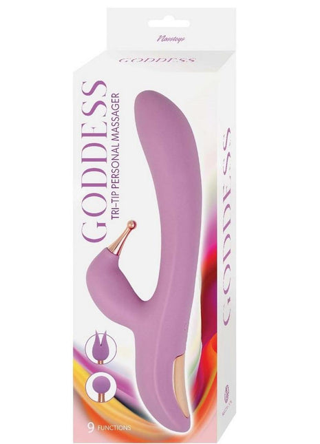 Goddess Tri-Tip Rechargeable Silicone Personal Vibrator - Lavender/Purple