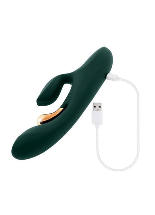 Golden Goddess Rechargeable Silicone Vibrator with Clitoral Stimulator