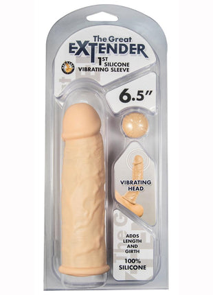 Great Extender 1st Silicone Vibrating Sleeve - Vanilla - 6.5in
