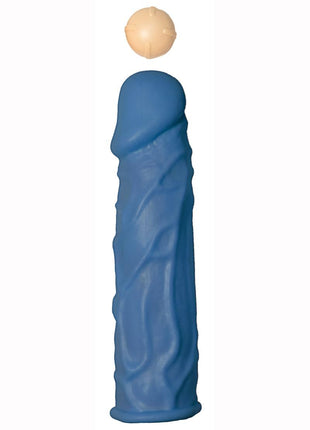 Great Extender 1st Silicone Vibrating Sleeve - Blue - 7.5in