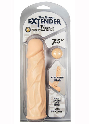 Great Extender 1st Silicone Vibrating Sleeve - Vanilla - 7.5in