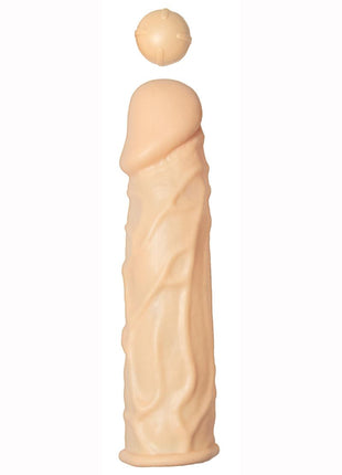 Great Extender 1st Silicone Vibrating Sleeve - Vanilla - 7.5in
