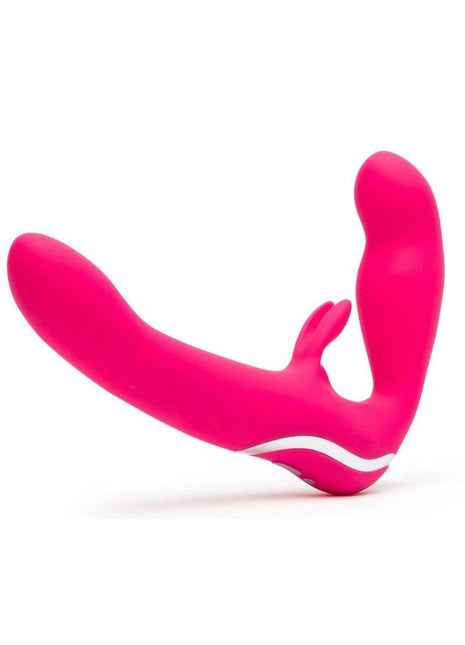 Happy Rabbit Strapless Strap-On Silicone Rabbit Vibrator - Pink