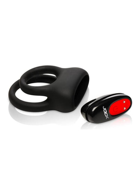 Hard-On Vibrating Rechargeable Silicone Double Cock Ring - Black