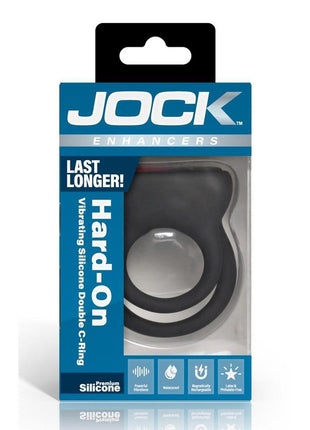 Hard-On Vibrating Rechargeable Silicone Double Cock Ring - Black