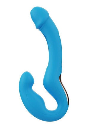 Harmony Duo App-Controlled Rechargeable Silicone Strapless Strap-On - Blue/Gold