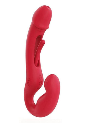 Harmony Duo App-Controlled Rechargeable Silicone Strapless Strap-On - Gold/Red