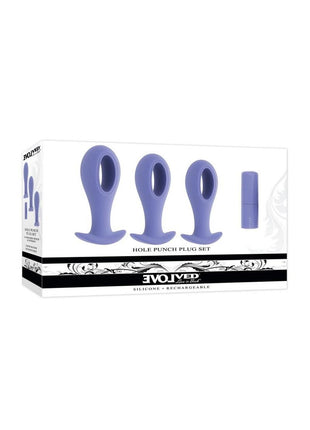 Hole Punch Rechargeable Silicone Plug - Purple - Set