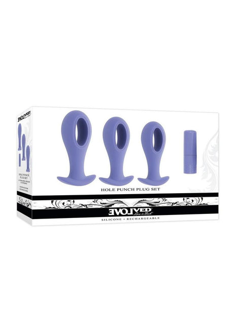 Hole Punch Rechargeable Silicone Plug - Purple - Set