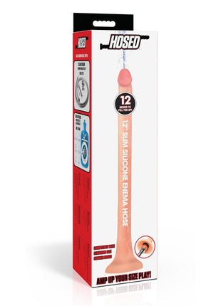 Hosed Slim Silicone Enema Hose - Vanilla - 12in