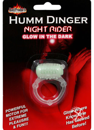 Humm Dinger Night Rider Vibrating Cockring - Glow In The Dark