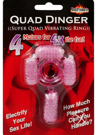 Humm Dinger Super Quad Vibrating Cock Ring - Magenta/Pink