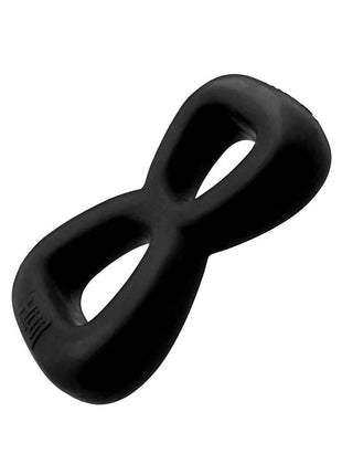 Hunkyjunk Boomerang Silicone Double-Ring Cockring and Nut-Tugger - Black Fog