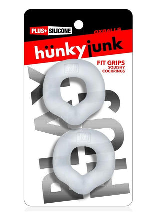 Hunkyjunk Fit Grips Ergo-Fit Silicone Cockrings - Clear - 2 Pack