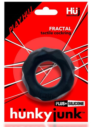 Hunkyjunk Fractal Tactile Cockring - Black/Tar Ice Black
