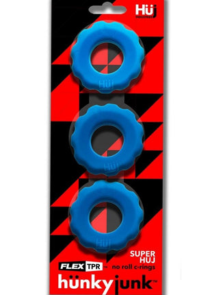 Hunkyjunk Huj Cockrings - Teal/Teal Ice - 3 Pack