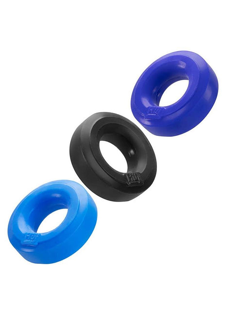 Hunkyjunk Huj3 Silicone C-Rings - Assorted Colors/Black/Blue/Teal - 3 Pack