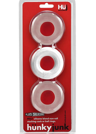 Hunkyjunk Huj3 Silicone C-Rings - Clear/White/White Ice - 3 Pack