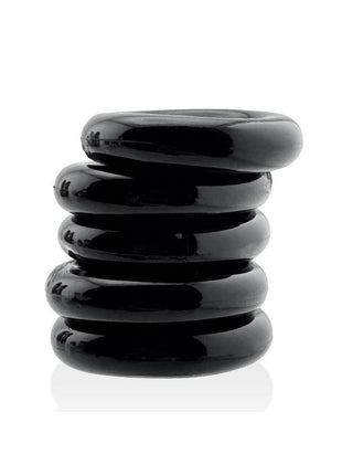 Hunkyjunk Jacker 5 Stack Super-Strong Cockrings - Black - 5 Pack