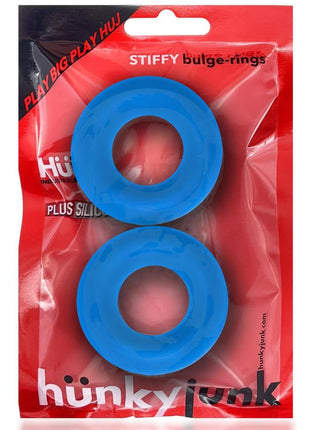 Hunkyjunk Stiffy Bulge Silicone Cock Rings - Blue/Teal Ice - 2 Pack