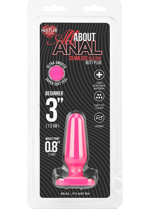 Hustler All About Anal Seamless Silicone Butt Plug - Pink - 3in