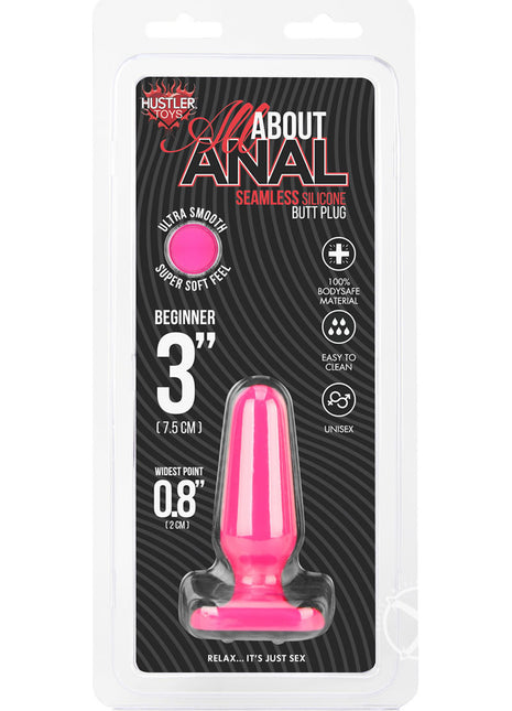 Hustler All About Anal Seamless Silicone Butt Plug - Pink - 3in