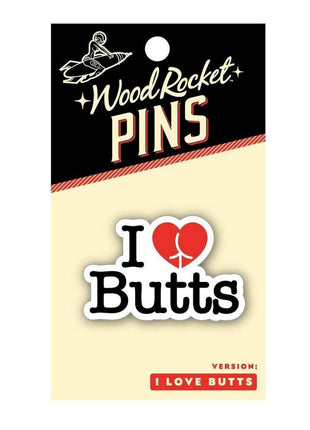 I Love Butts Enamel Pin - Black/Red/White
