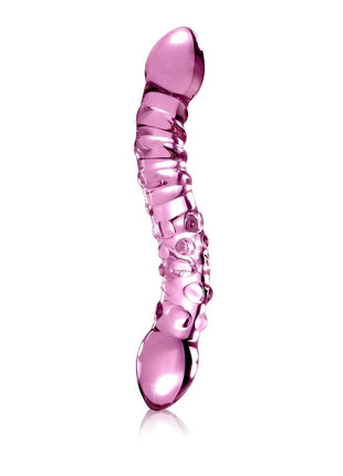 Icicles No. 55 Double-Sided Textured Glass Dildo - Pink - 9in