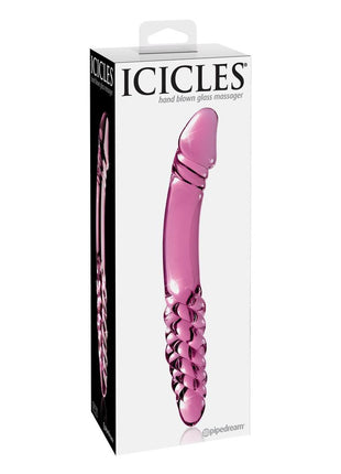 Icicles No. 57 Double-Sided Textured Glass Dildo - Pink - 9in