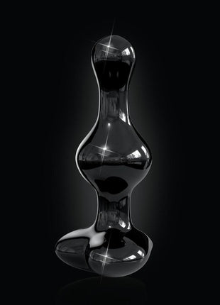 Icicles No 74 Beaded Heart Shaped Glass Anal Plug - Black