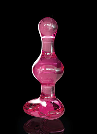 Icicles No 75 Beaded Heart Shaped Glass Anal Plug - Pink
