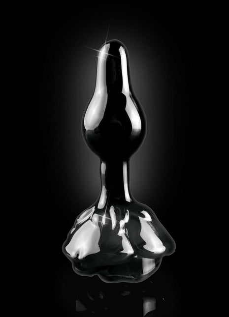Icicles No 77 Flower Shaped Glass Anal Plug - Black