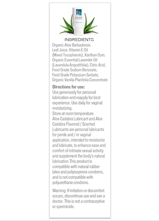 Aloe Cadabra Organic Lube - Lavender Ingredients
