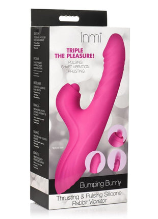 Inmi Bumping Bunny Thrusting Pulsing Rechargeable Silicone Rabbit Vibrator - Pink