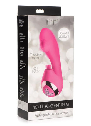 Inmi Shegasm Licking G-Throb Rechargeable Silicone Rabbit Vibrator - Pink