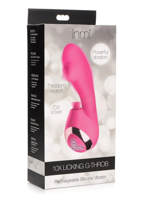 Inmi Shegasm Licking G-Throb Rechargeable Silicone Rabbit Vibrator - Pink